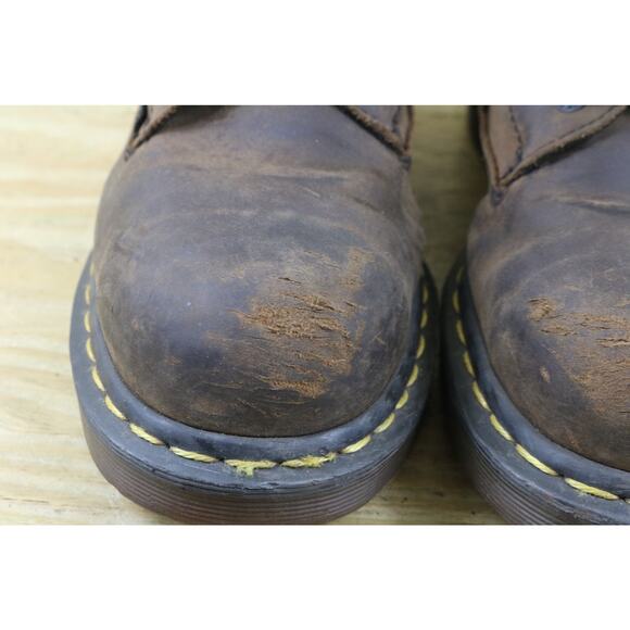 Doc Martens Mens 7 Brown Leather Industrial Steel Toe Vintage England View Photo - Picture 10 of 14